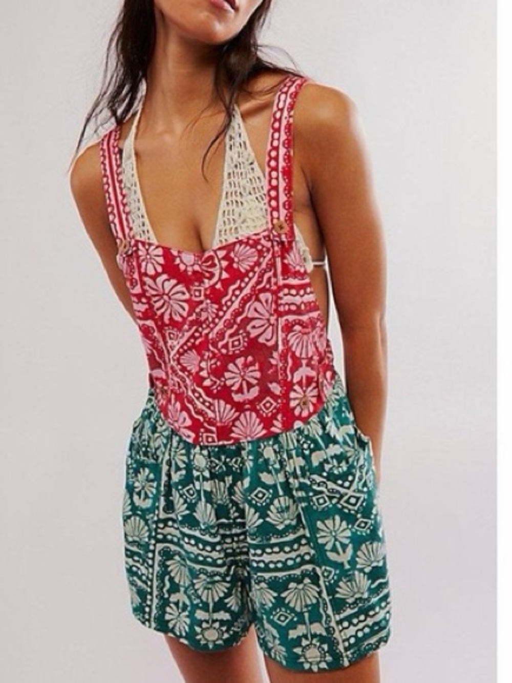Free People Palm Bay Printed Shortalls